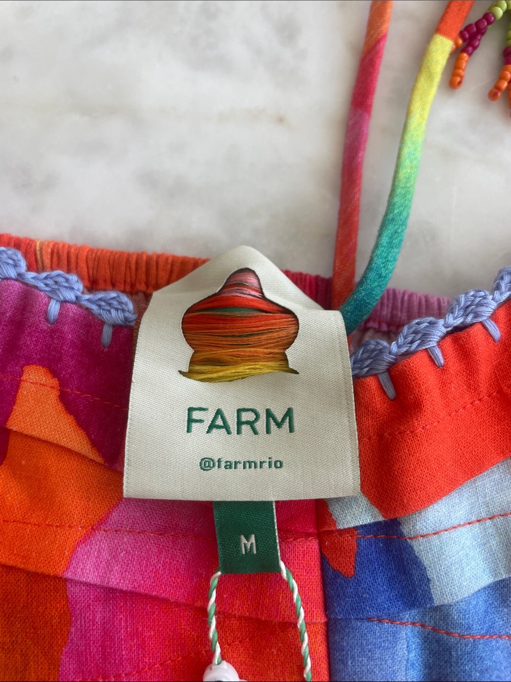 FARM Rio Red Multicolor Tropical Print Top - Picture 3 of 5